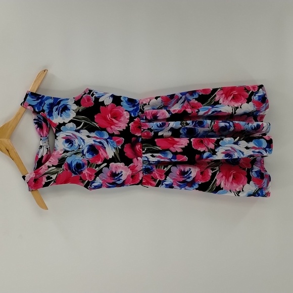 Lily Rose mini dress size XS skater floral print no belt stretch waist open back - Picture 1 of 8